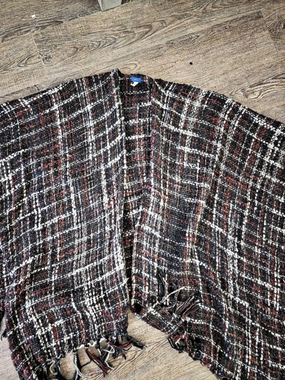 APT.9 Plaid Cape in Black & Red Like New